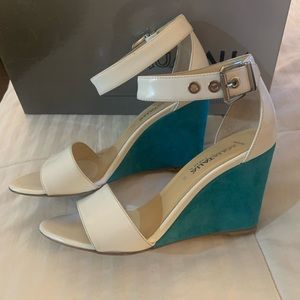 AQUATALIA wedge sandal white and turquoise made in Italy